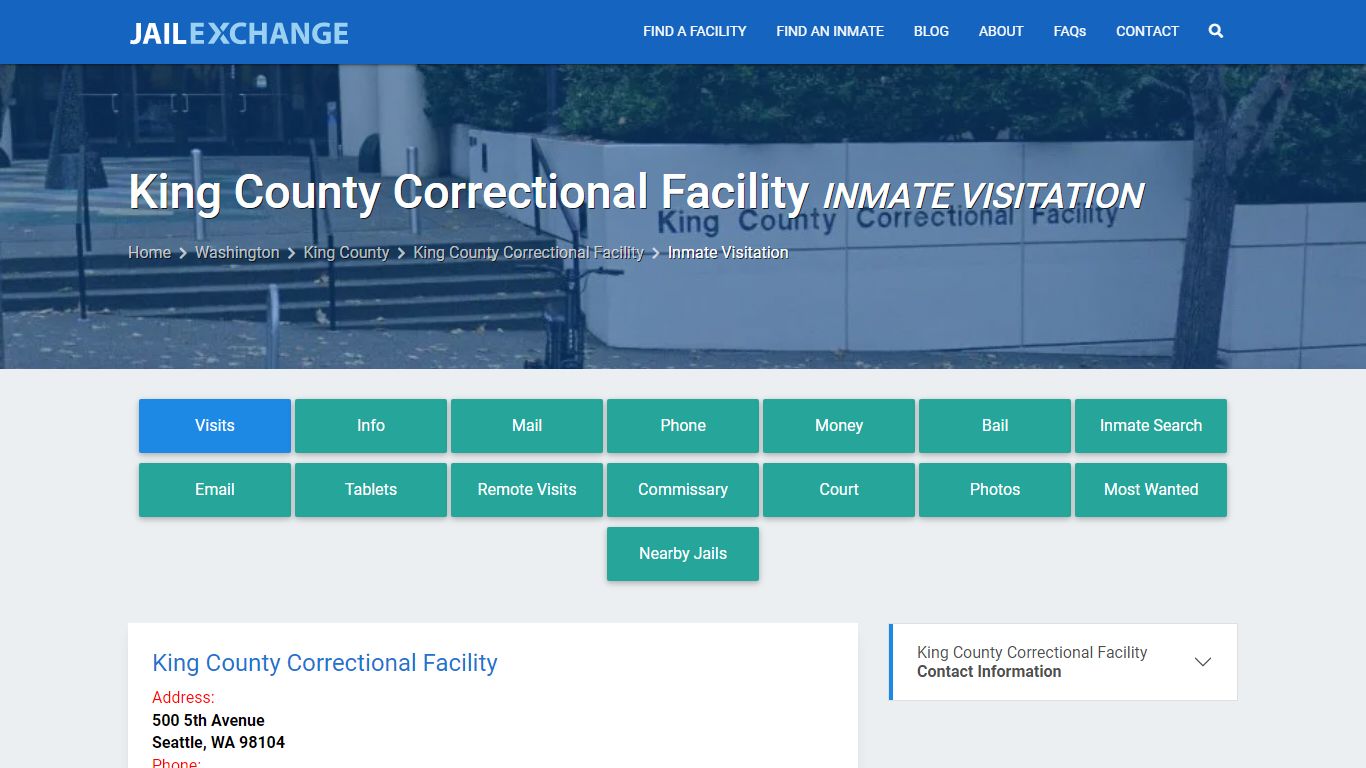 Inmate Visitation - King County Correctional Facility, WA - Jail Exchange
